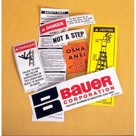 Bauer Ladder Replacement Label Set for Bauer Fiberglass Extension Ladders 07951